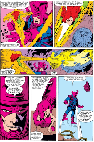 The fight between Phoenix and Galactus has an ominous ending.